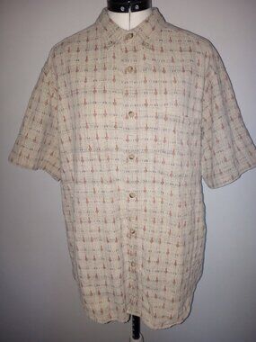 short-sleeved , 100% cotton beige plaid Logo